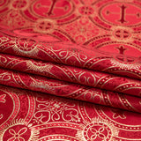 Red and Metallic Gold Ecclesiastical Medallion Jacquard