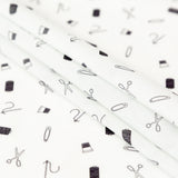 Egyptian Cotton Voile - White and Black Sewing Kit - Small Supplies Print - Mood Exclusive Haberdashery Collection