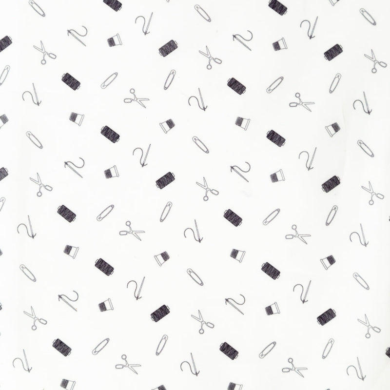 Egyptian Cotton Voile - White and Black Sewing Kit - Small Supplies Print - Mood Exclusive Haberdashery Collection