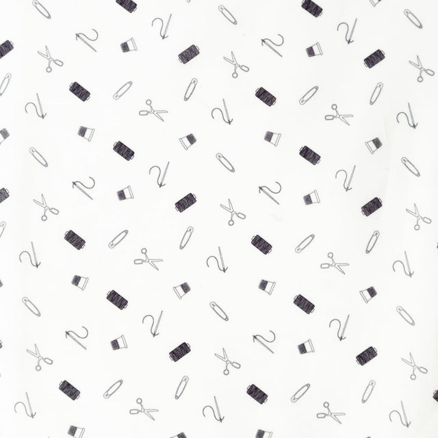 Egyptian Cotton Voile - White and Black Sewing Kit - Small Supplies Print - Mood Exclusive Haberdashery Collection
