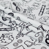 Stretch Carbon Brush Twill - White and Black Sewing Supplies - Sewing Knick Knacks Print - Mood Exclusive Haberdashery Collection