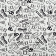 Stretch Carbon Brush Twill - White and Black Sewing Supplies - Sewing Knick Knacks Print - Mood Exclusive Haberdashery Collection