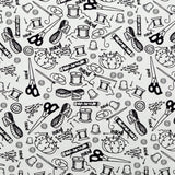 Stretch Carbon Brush Twill - White and Black Sewing Supplies - Sewing Knick Knacks Print - Mood Exclusive Haberdashery Collection