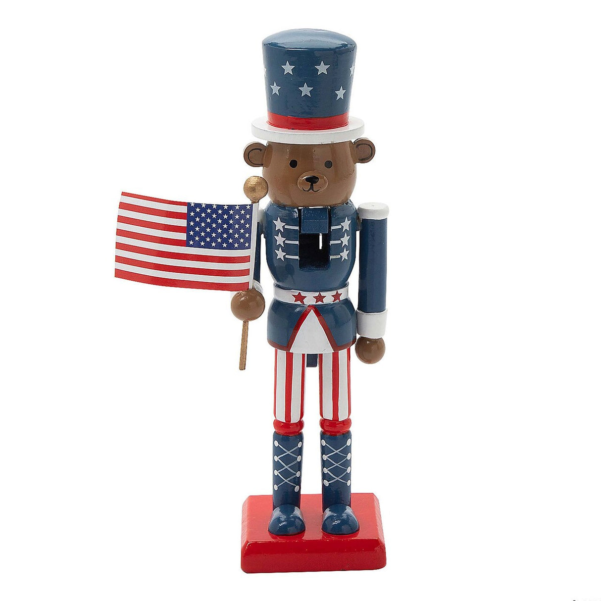 3" x 10" Patriotic Bear Wooden Nutcracker Tabletop Decoration 1 Piece