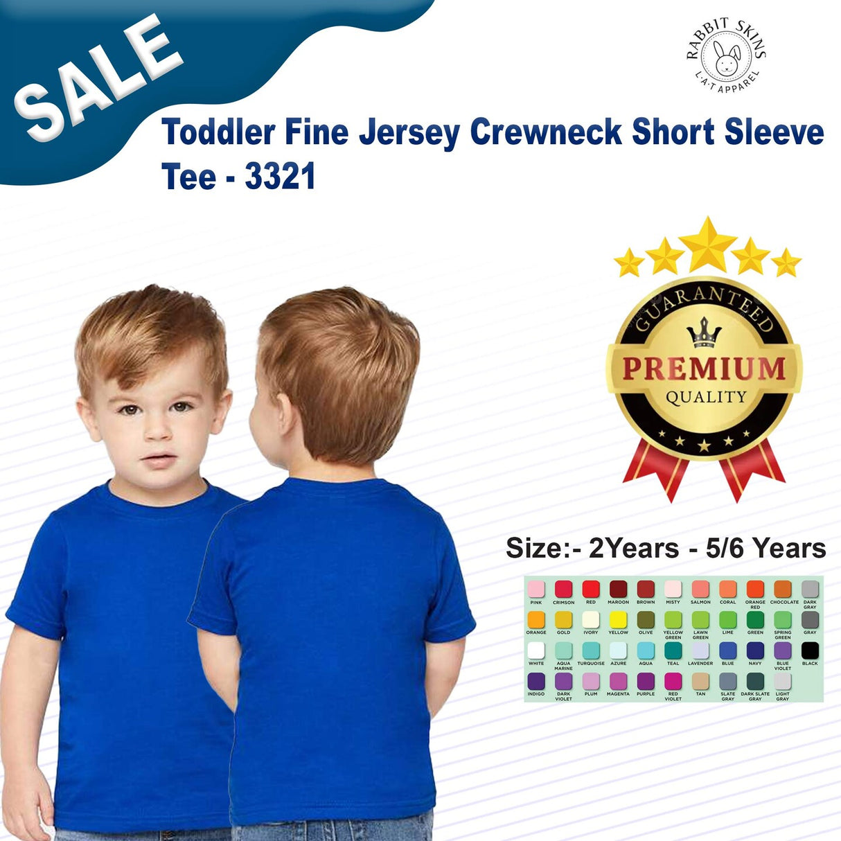 RADYAN® Toddler Fine Jersey Crewneck Short Sleeve Tee - 3321