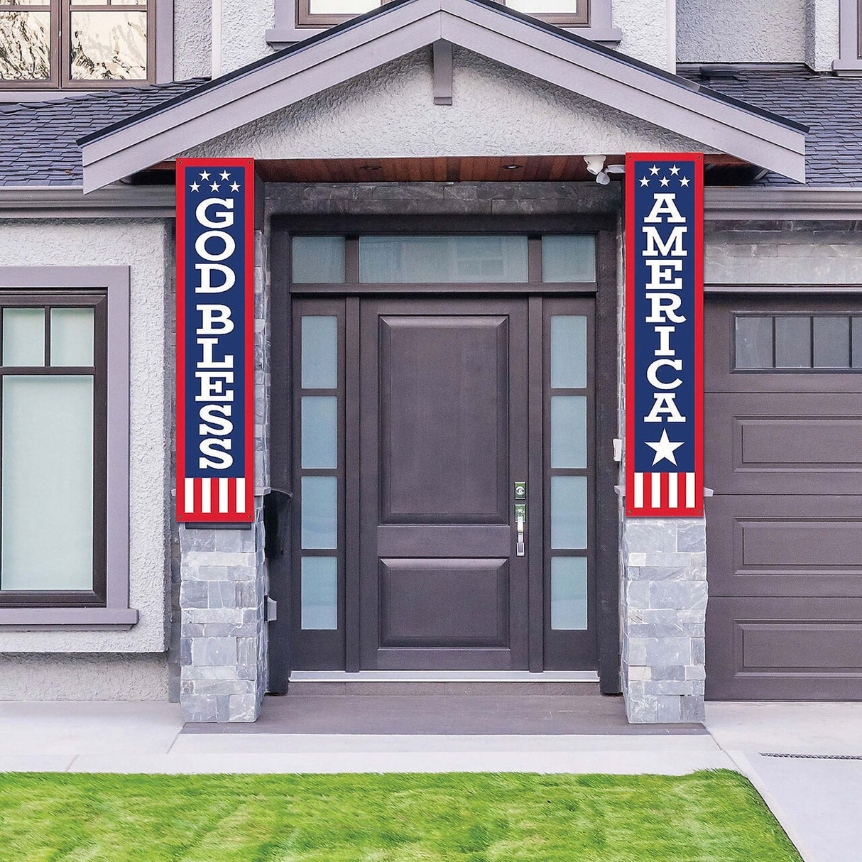 15" x 5 Ft. 9 1/2" Patriotic God Bless America Pillar Buntings 2 Pieces