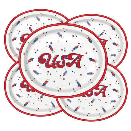 Patriotic USA Oval 12" Plates 8ct