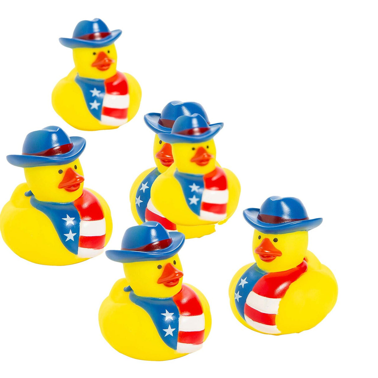 2" x 2 1/4" Patriotic Cowboy Hat Rubber Ducks 12 Pc.
