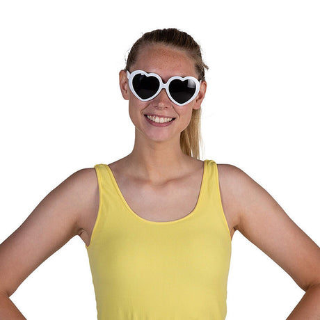 Adults White Heart-Shaped Sunglasses - 12 Pc.