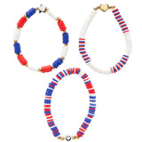 2 1/4" Patriotic Disc Bead Friendship Bracelets - 12 Pc.
