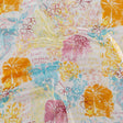 Orange, Pink and Blue Floral Crinkled Silk Chiffon