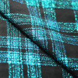 Starlight Plaid Polyester Spandex Fabric - Holographic Plaid, Turquoise, Black With Silver, Black With Gold, Black, 58/60" Width (1 Yard)