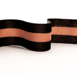 Italian Black and Dusty Rose Striped Velvet Ribbon - 1.5"