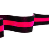 Italian Black and Dark Pink Striped Velvet Ribbon - 1.5"