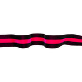 Italian Black and Dark Pink Striped Velvet Ribbon - 1.5"