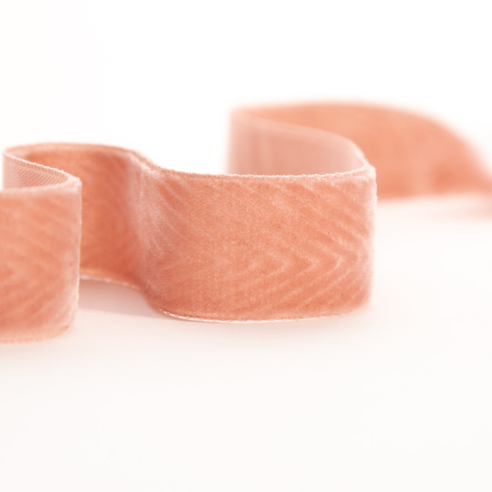 Italian Dusty Rose Chevron Velvet Ribbon - 0.875"