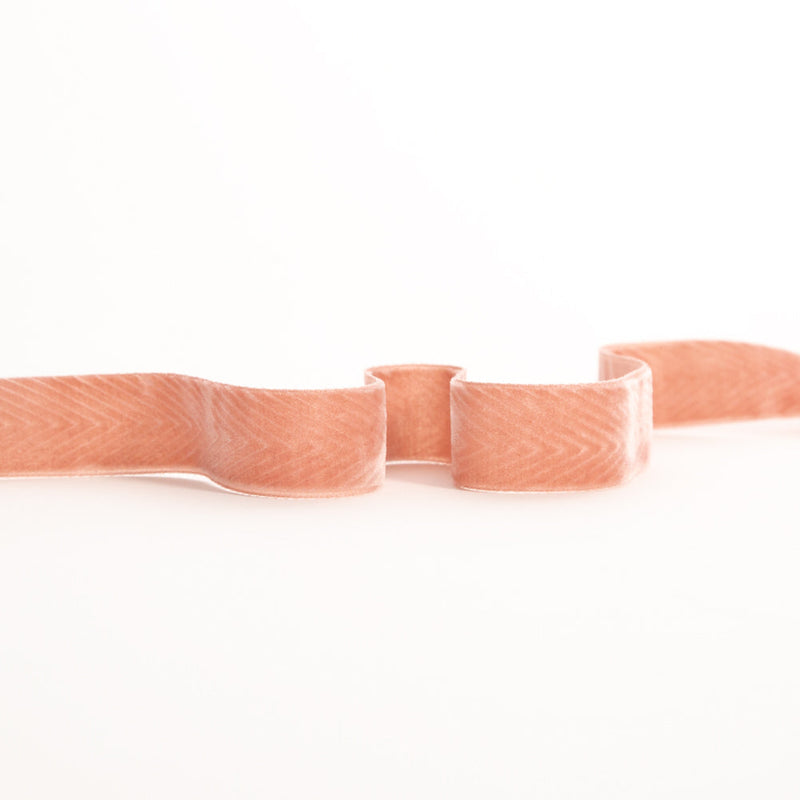 Italian Dusty Rose Chevron Velvet Ribbon - 0.875"