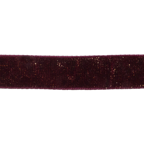 Italian Wine and Gold Glitter Velvet Ribbon - 0.625"