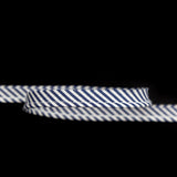Italian White and Navy Striped Bias Piping Cord with Lip - 0.375"