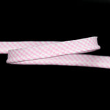 Italian White and Pink Checkered Bias Piping Cord with Lip - 0.375"