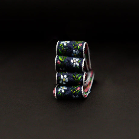 Italian Navy Floral Jacquard Ribbon - 0.625"