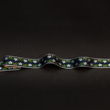 Italian Navy Floral Jacquard Ribbon - 0.625"
