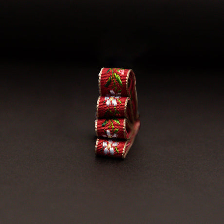 Italian Red Floral Jacquard Ribbon - 0.375"