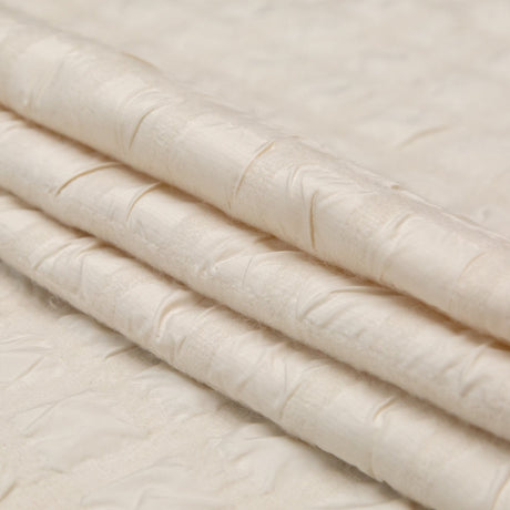 Ivory Bonded Taffeta and Wool Knit featuring Puckered Squares