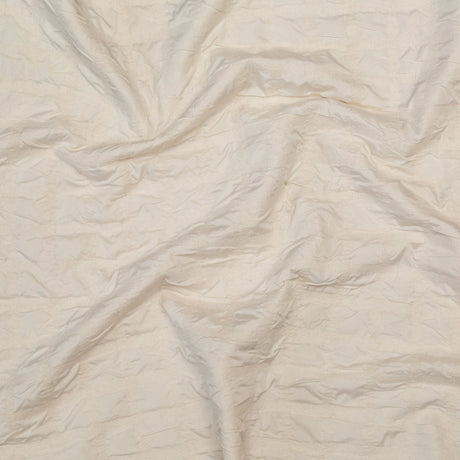 Ivory Bonded Taffeta and Wool Knit featuring Puckered Squares