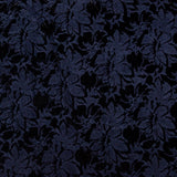 Floral Bonded Wool Knit and Velour - Navy and Black