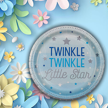 8 Ct. Blue One Little Star Baby Shower Dinner Plates 9" Paper Party Plates