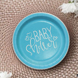 8 Count Blue Hearts Baby Shower Disposable Paper Dinner Plates 9" Party Tableware for Baby Boy