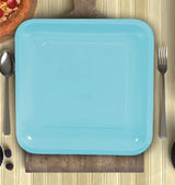 24 Count Light Blue Square Paper Dinner Plates 9" Disposable Party Tableware