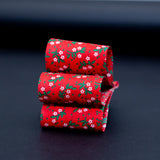 Red, Green and White Floral Christmas Ribbon - 1.875"