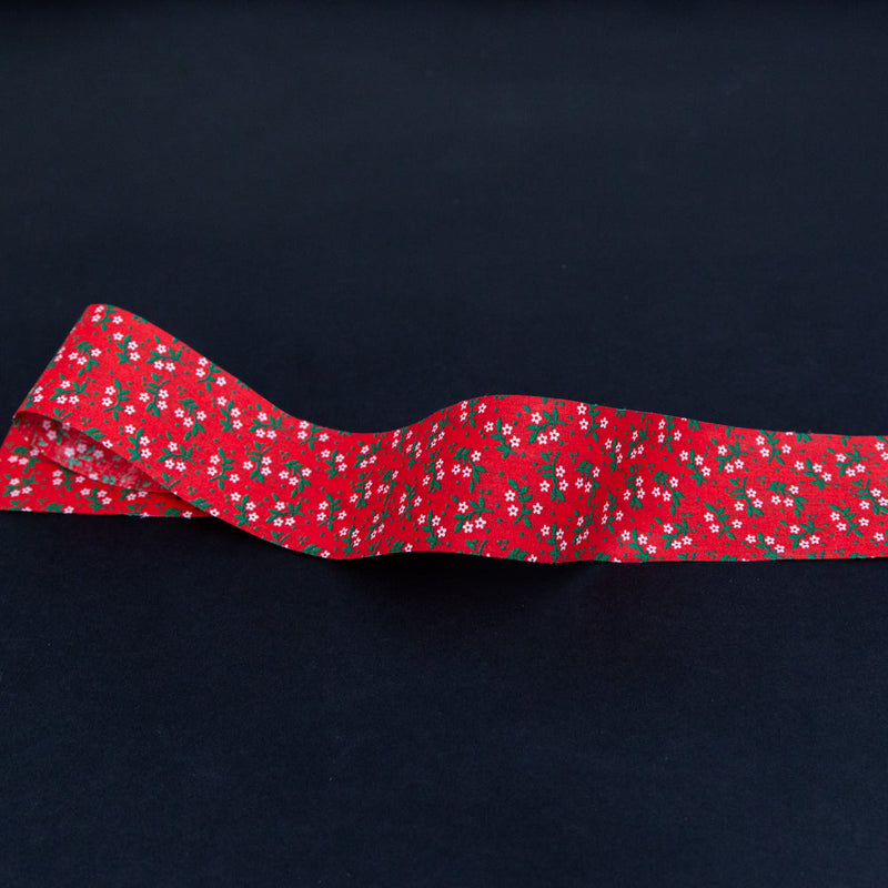Red, Green and White Floral Christmas Ribbon - 1.875"