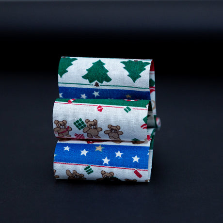 Red, Green and Blue Striped Christmas Ribbon - 1.875"
