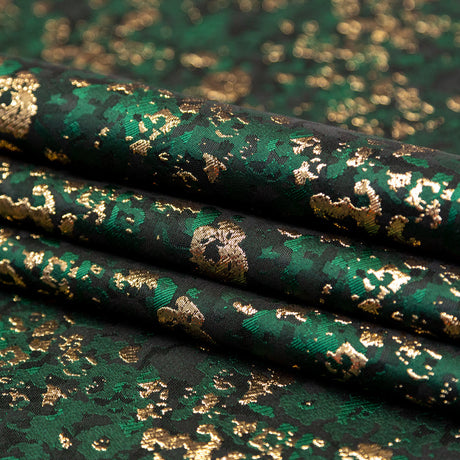 Forest Green and Metallic Gold Abstract Jacquard