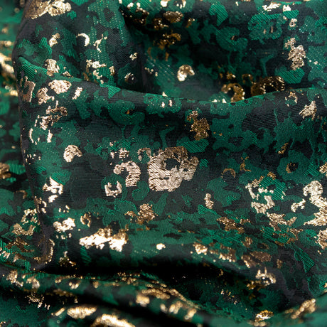 Forest Green and Metallic Gold Abstract Jacquard