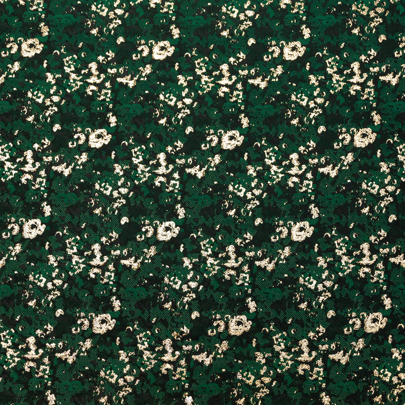 Forest Green and Metallic Gold Abstract Jacquard