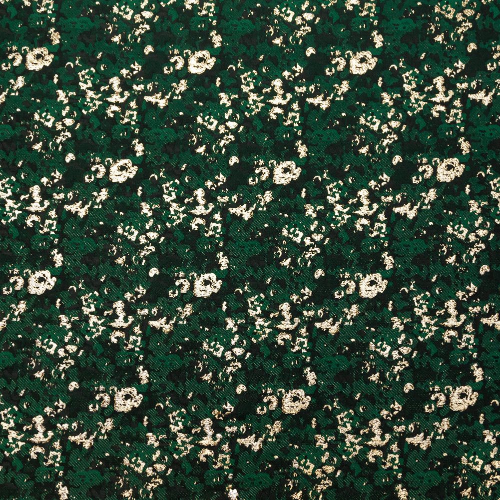 Forest Green and Metallic Gold Abstract Jacquard