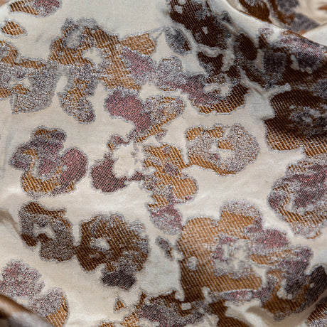 Beige and Metallic Bronze Floral Polyester Jacquard