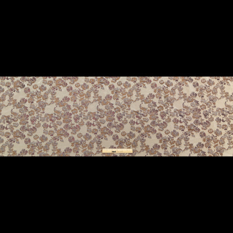 Beige and Metallic Bronze Floral Polyester Jacquard