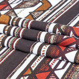 Brown and White Geometric Cotton Woven