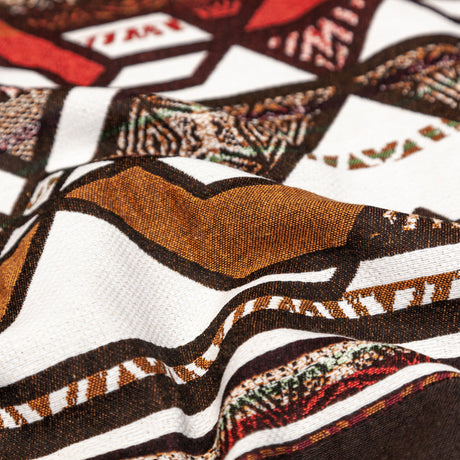 Brown and White Geometric Cotton Woven