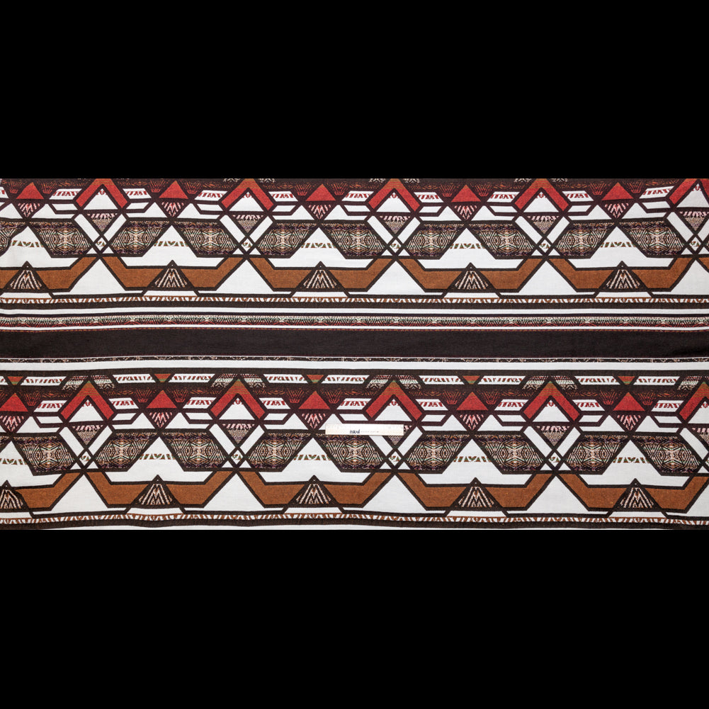 Brown and White Geometric Cotton Woven