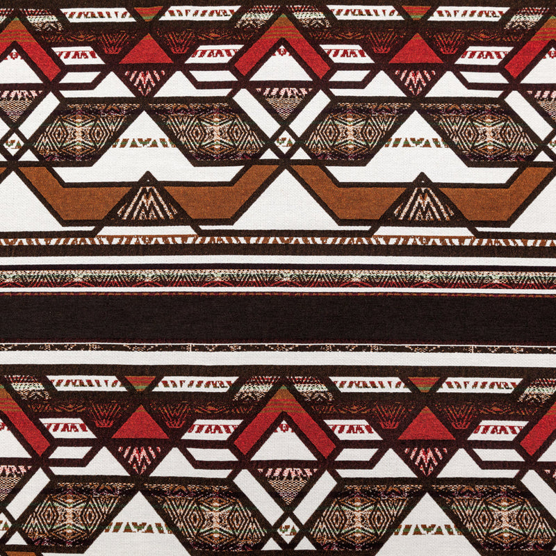 Brown and White Geometric Cotton Woven