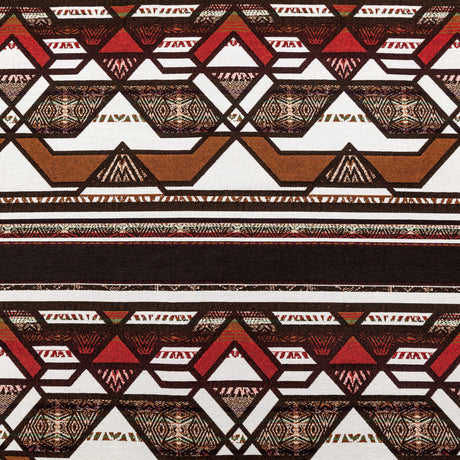 Brown and White Geometric Cotton Woven