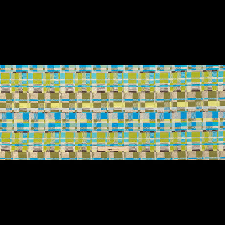 Blue, Green and Metallic Silver Color-Blocked Tweed