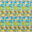 Blue, Green and Metallic Silver Color-Blocked Tweed
