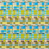 Blue, Green and Metallic Silver Color-Blocked Tweed